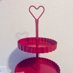 HTF two tier valentines heart decor tray